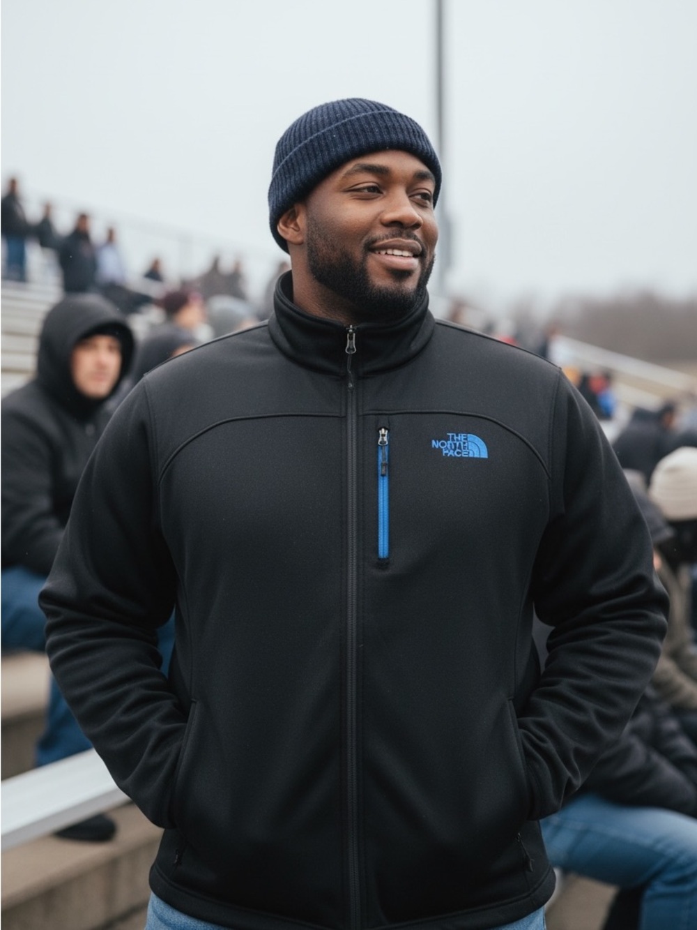 The North Face Black Jacket with Blue Accents
